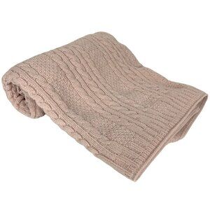 Nordstrom Cable Knit Baby Blanket Pastel Pink Soft Chenille Lovey Nursery